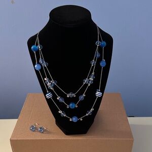 Elegant Blue Beaded Necklace Set